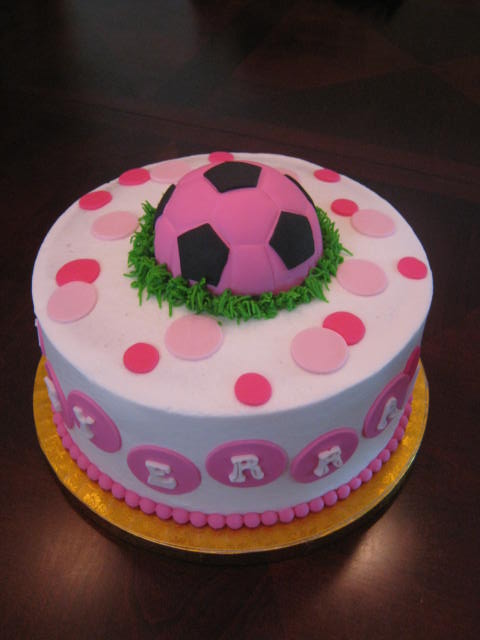 Pink Girl Soccer Birthday Cake