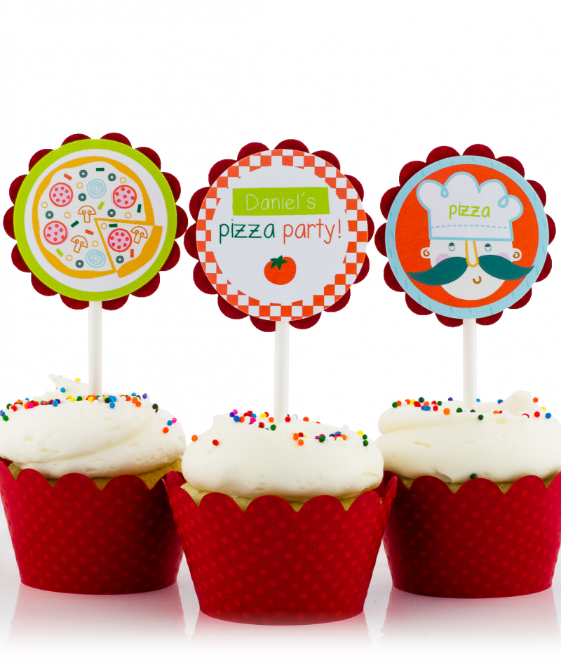 Pizza Party Cupcake Toppers