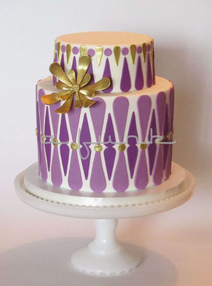 Purple and Gold Birthday Cake