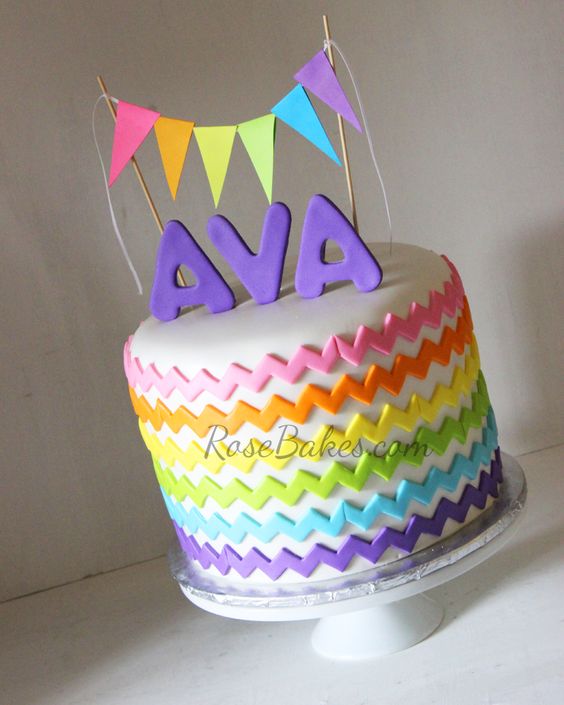 Rainbow Chevron Birthday Cake