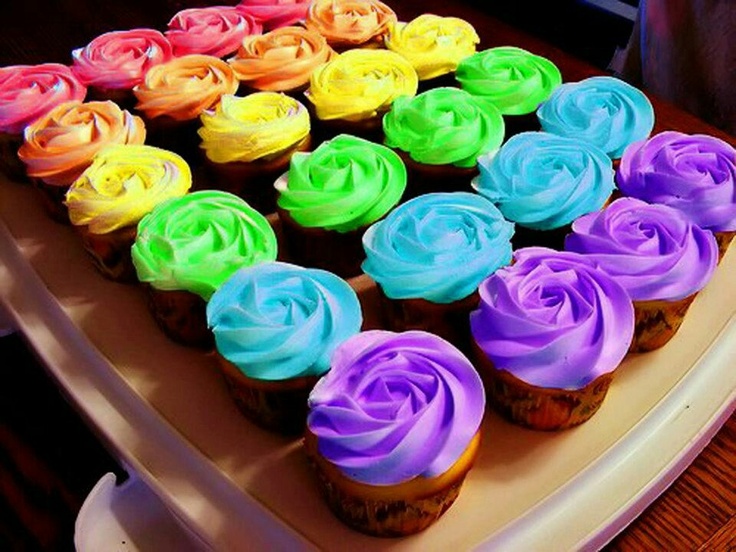 Rainbow Rose Cupcakes