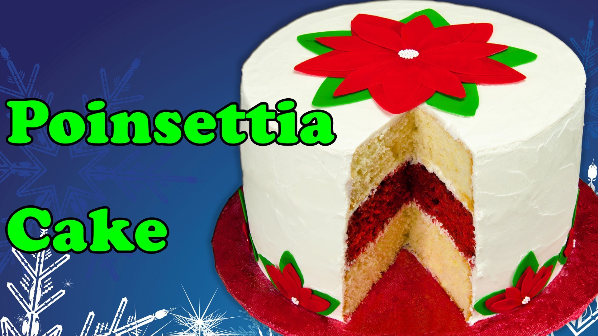 Sheet Cake with Poinsettias Christmas