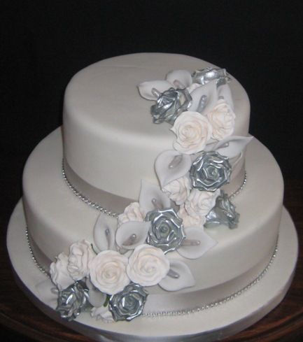 Silver Wedding Anniversary Cake