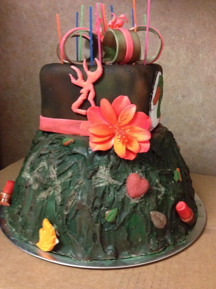 Sweet 16 Camo Birthday Cake