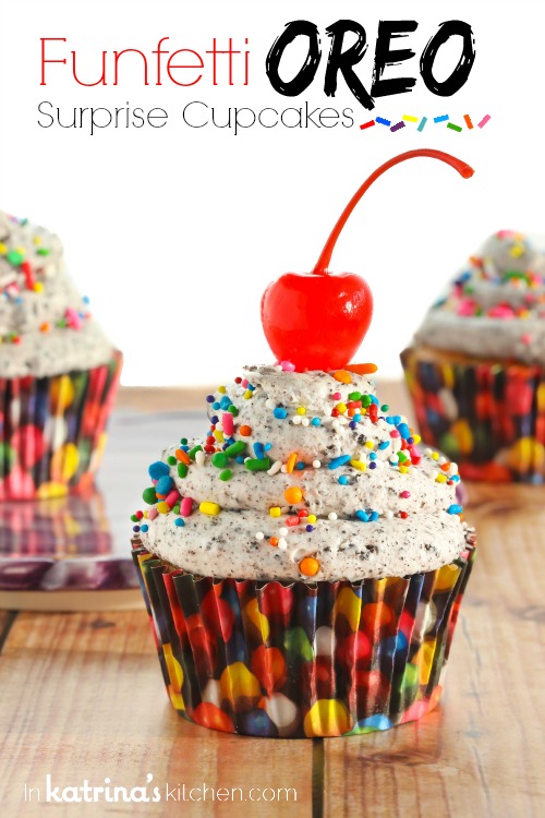 These Homemade Funfetti Oreo Surprise Cupcakes