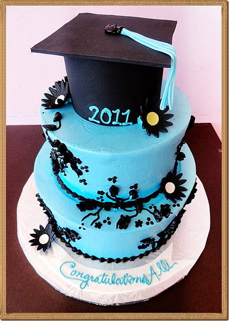 Three Tier Graduation Cake