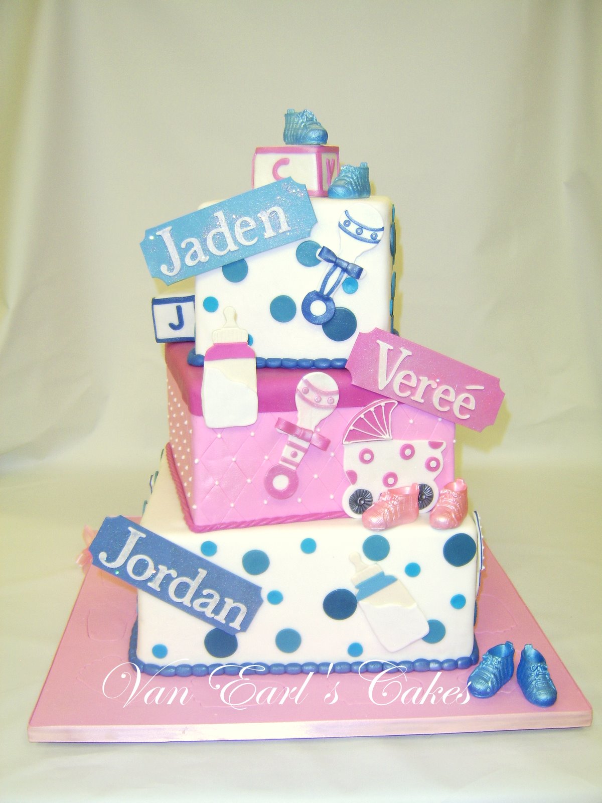 9 Triples Birthday Boy Girl Cakes Photo Triplets Baby Shower Cake