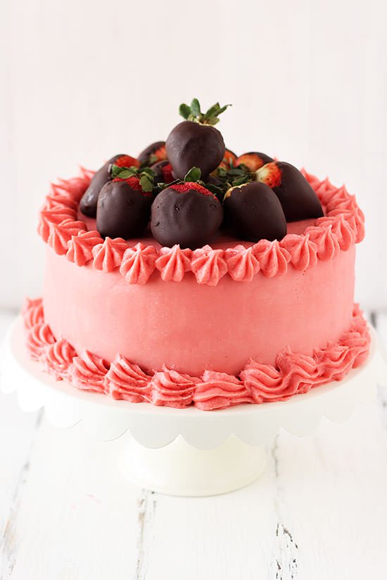 Valentine's Day Chocolate Cake with Strawberries