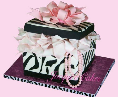 Zebra Print Gift Box Cake