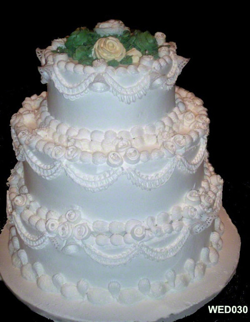 3 Tier White Buttercream Wedding Cake