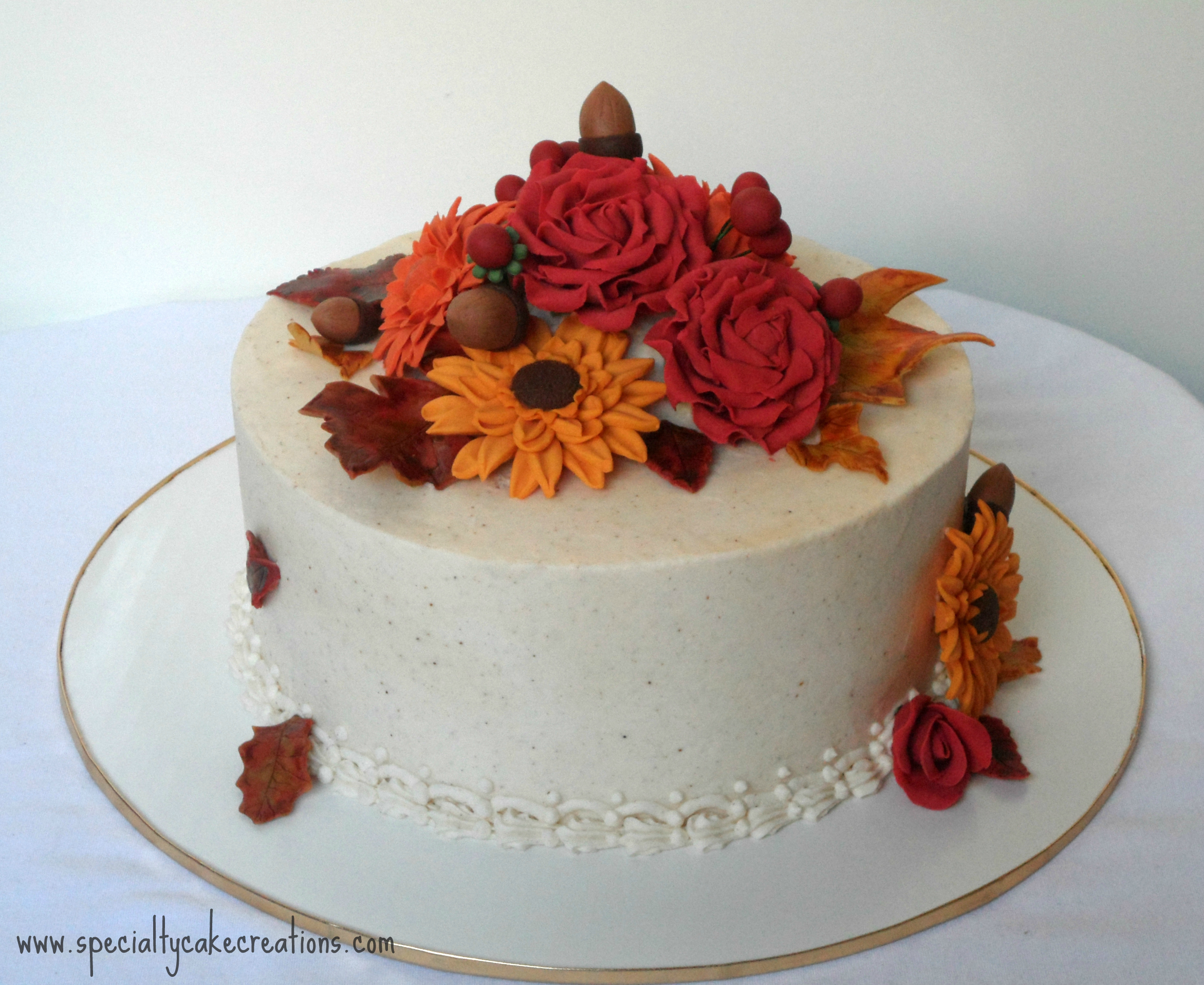 Anniversary Cake Fall Flowers