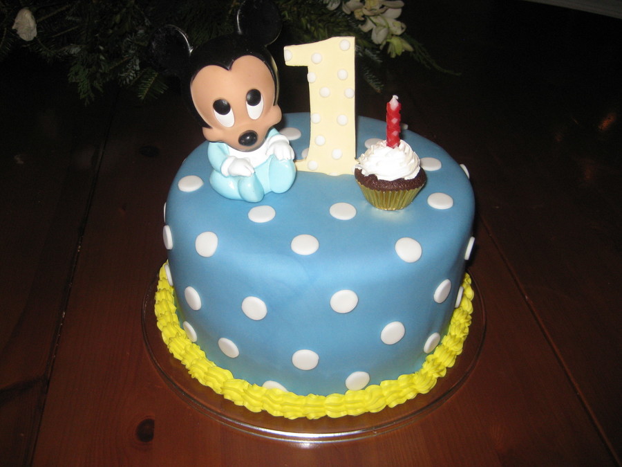 Baby Mickey Mouse First Birthday Cake