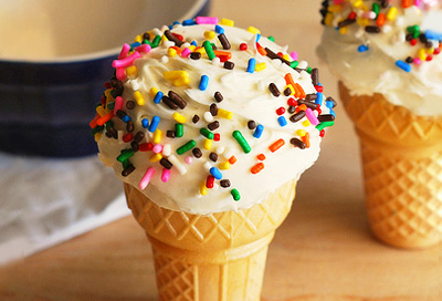 Birthday Cake Ice Cream Cone Cupcakes