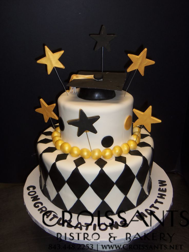 Black and Gold Graduation Cake