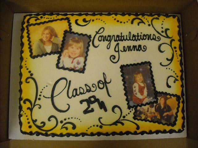 Black and Gold Graduation Sheet Cake