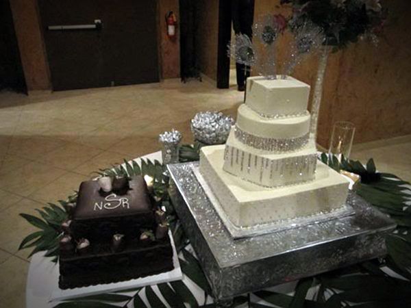 5 Photos of Buttercream Wedding Cakes With Silver Rhinestones