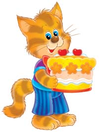 Cartoon Cat with Birthday Cake