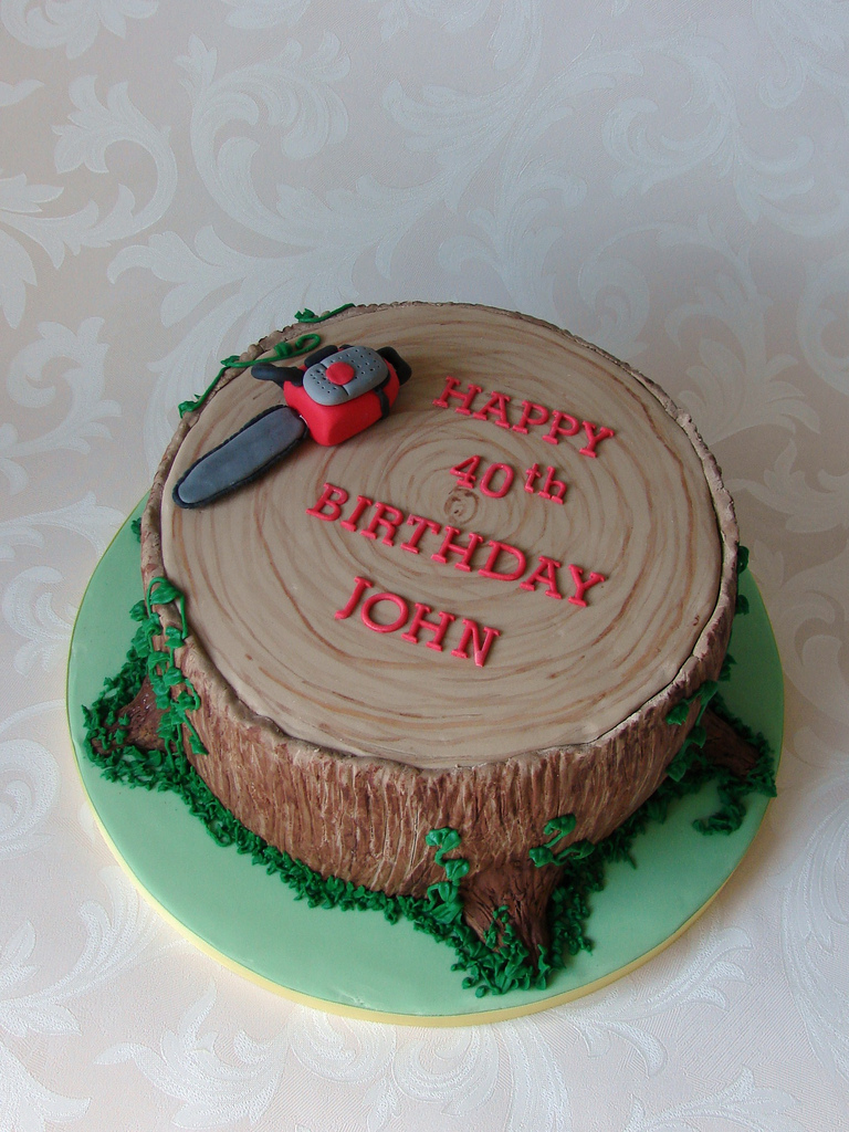 Chain Saw Tree Birthday Cake