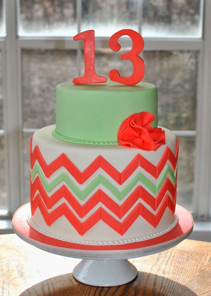 Chevron 13 Birthday Cakes