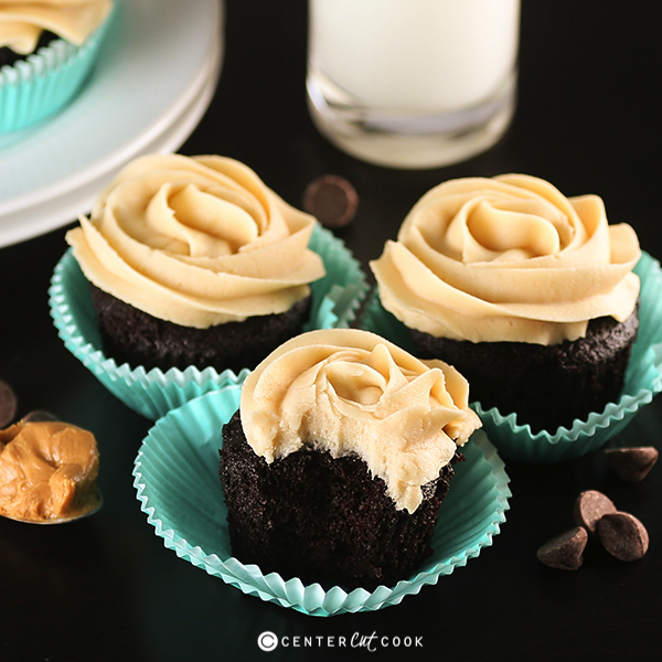 Chocolate Cupcakes with Peanut Butter Frosting