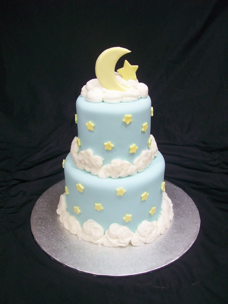 Clouds Moon and Star Baby Shower Cake