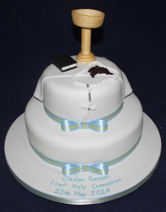 Communion Cake with Rosary Beads