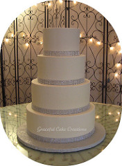 Elegant White and Silver Wedding Cake