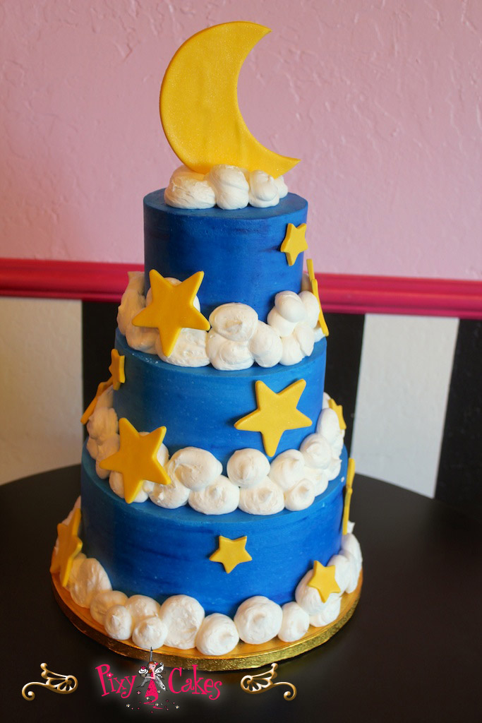 Girl Baby Shower Cake Moon and Stars