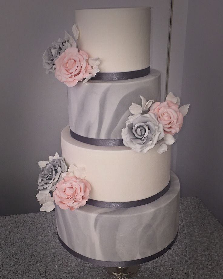 Grey and White Wedding Cake