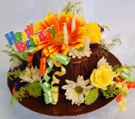 Happy Birthday Cake with Flowers