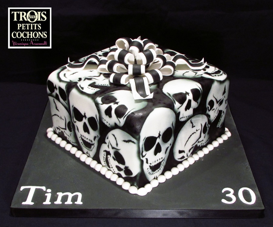 Happy Birthday Cake with Skulls