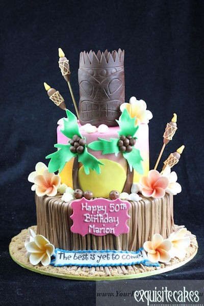 Hawaiian Themed Birthday Cake