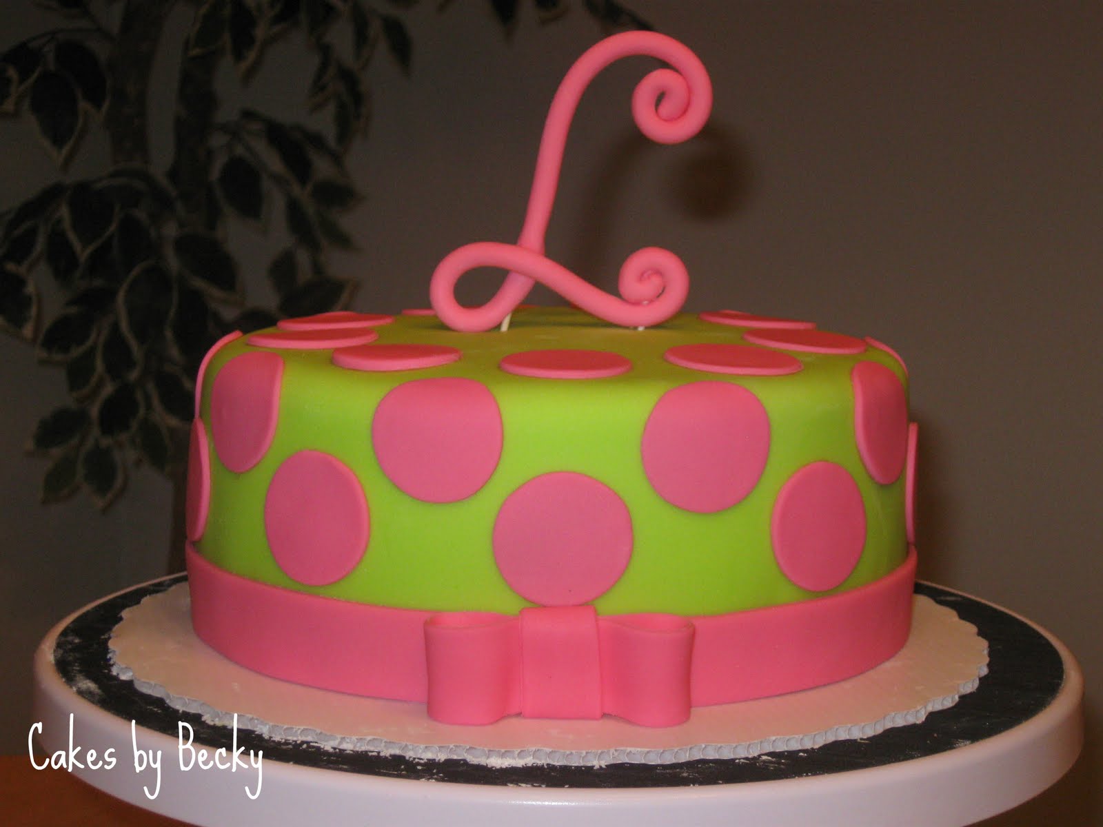 Hot Pink and Lime Green Birthday Cake