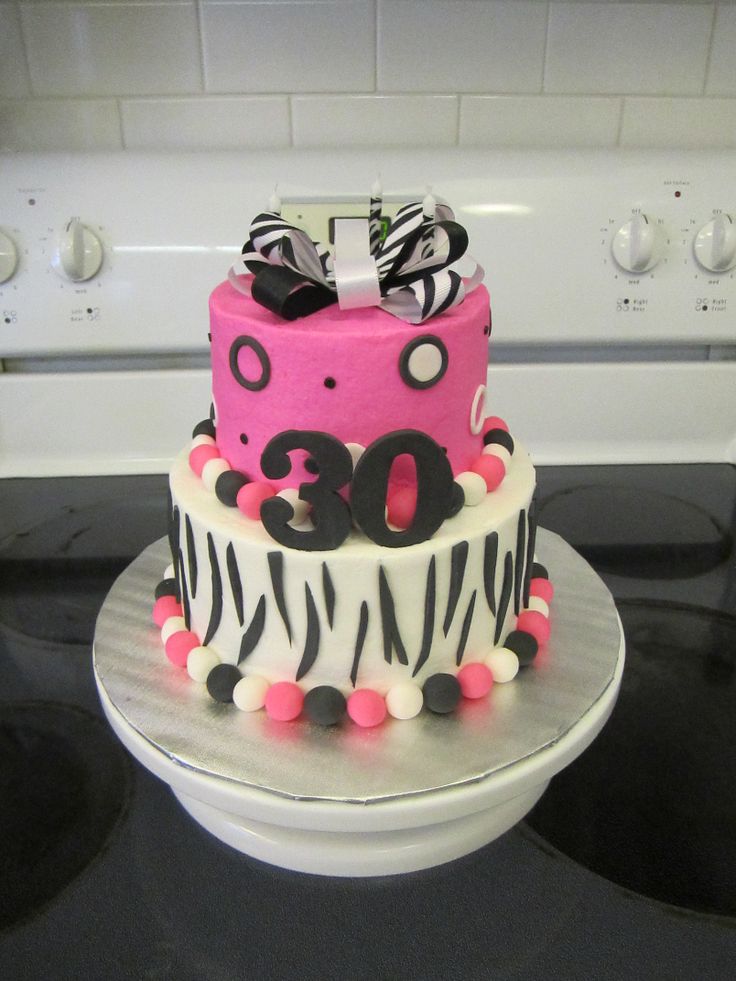 Hot Pink Zebra Birthday Cake