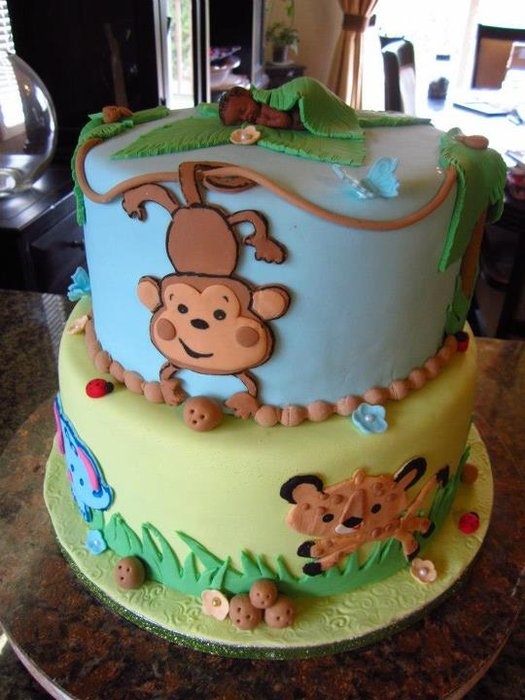 Jungle Safari Theme Baby Shower Cake