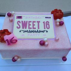 License Plate Cake Sweet 16