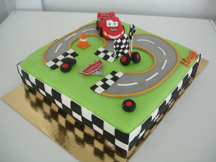 Lightning McQueen Race Track Cake