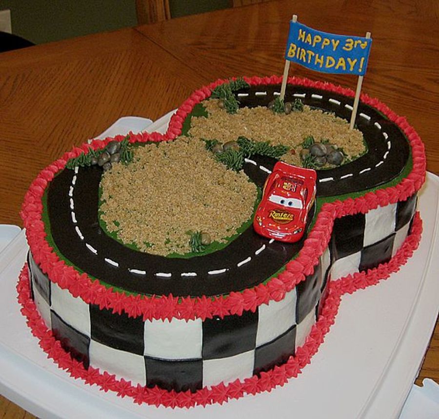 Lightning McQueen Race Track Cake