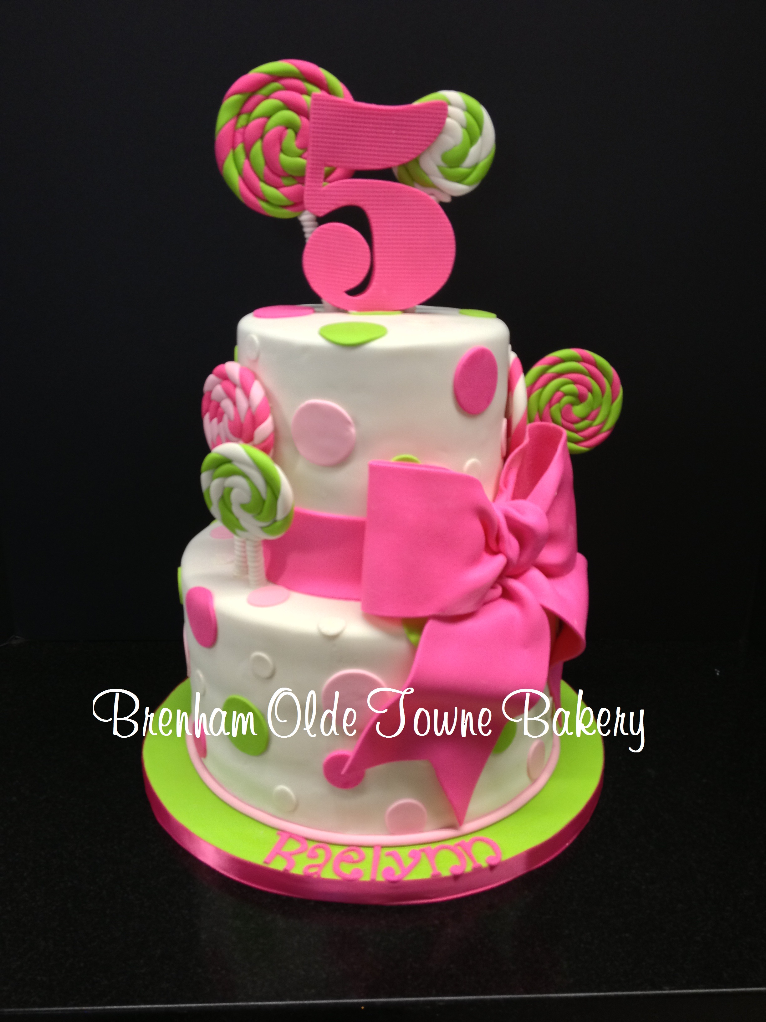 Lime Green and Pink Birthday Cake