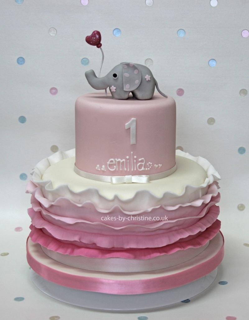 Little Girl Elephant Birthday Cake