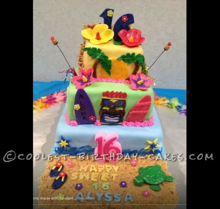 Luau Sweet 16 Birthday Cake