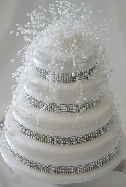 Pearl and Crystal Wedding Cake Topper