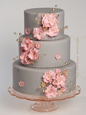 Pink and Gray Wedding Cake