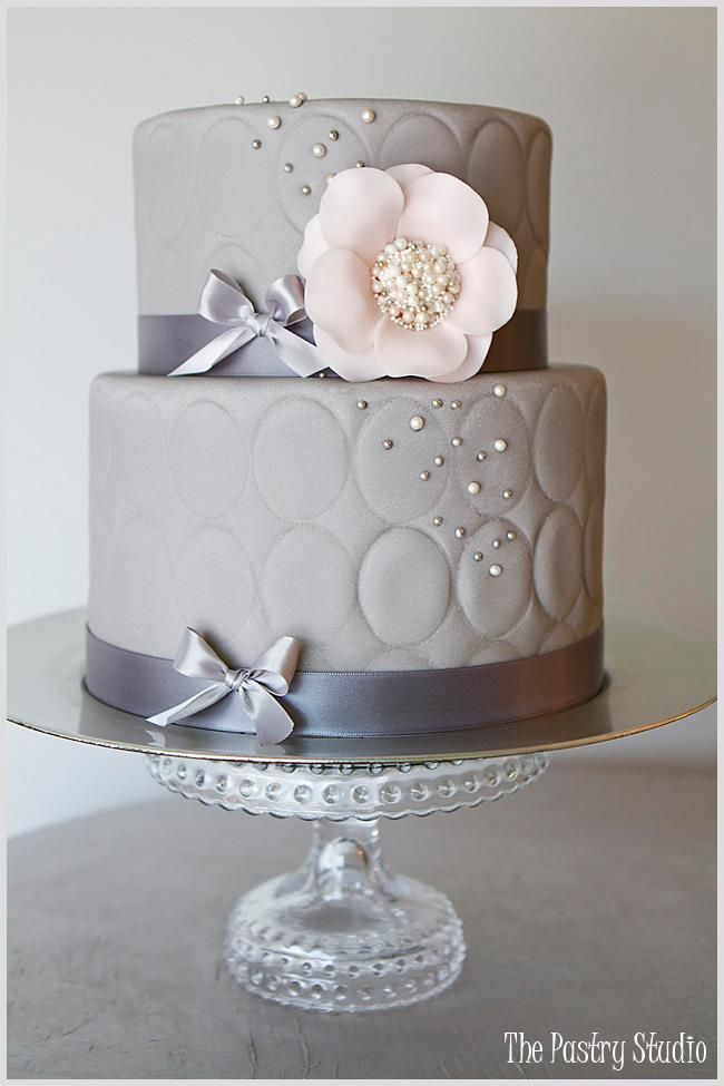 Pink and Grey Wedding Cake