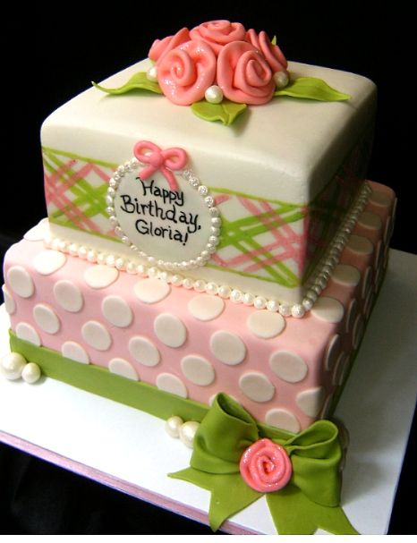 Pink & BLACK Polka Dot Cake