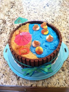 Pool Party Cake with Kit Kats