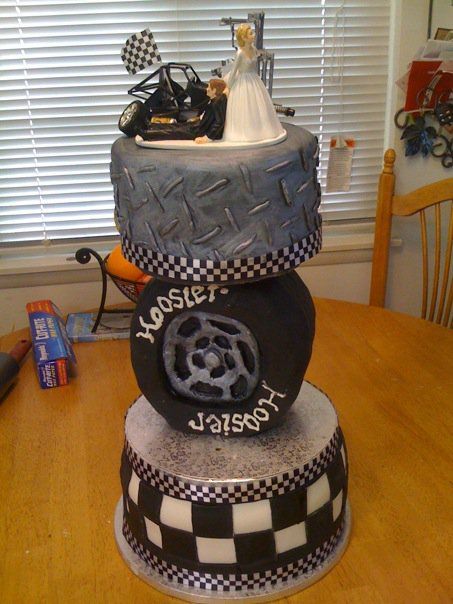 Race Car Themed Wedding Cake