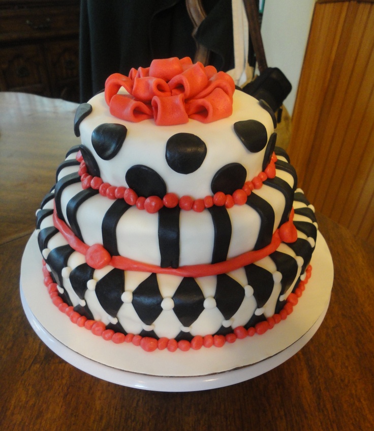 Red White and Black Birthday Cake