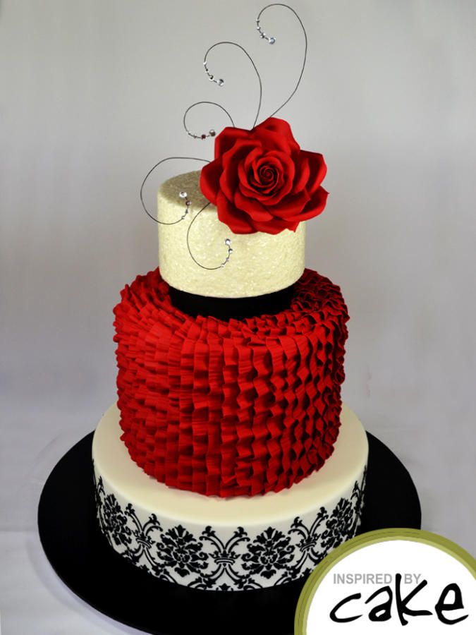 Red White and Black Wedding Cake