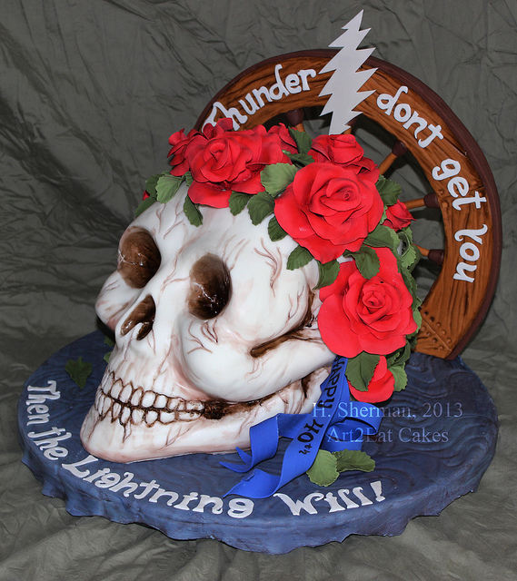 Skull and Roses Birthday Cake